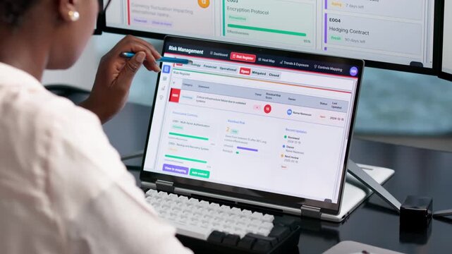 Risk Manager Carefully Analyzing Financial Data