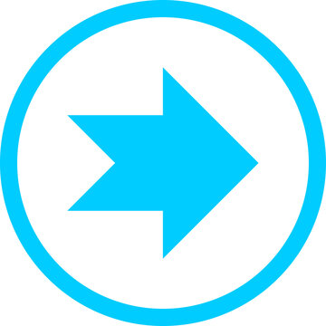 A blue arrow pointing to the right inside a blue circle. This symbol represents direction, progress, and movement forward