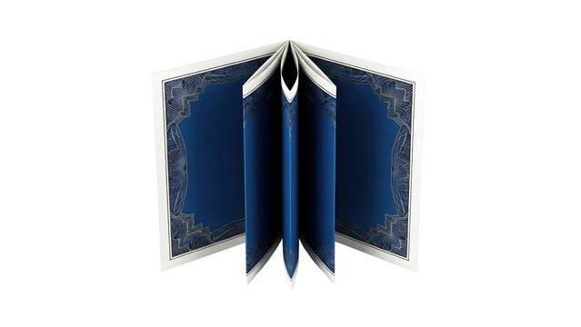 Open Blank Certificate with Decorative Border during Studio Lighting isolated on transparent background