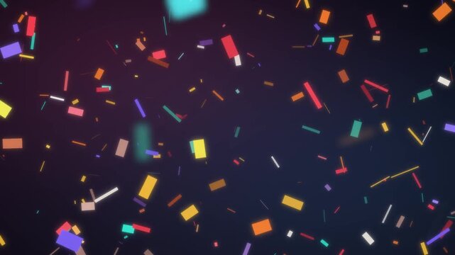 Colorful Confetti Pieces Tumbling and Falling on a Dark Festive Background Seamless Loop in rich ruby tones
