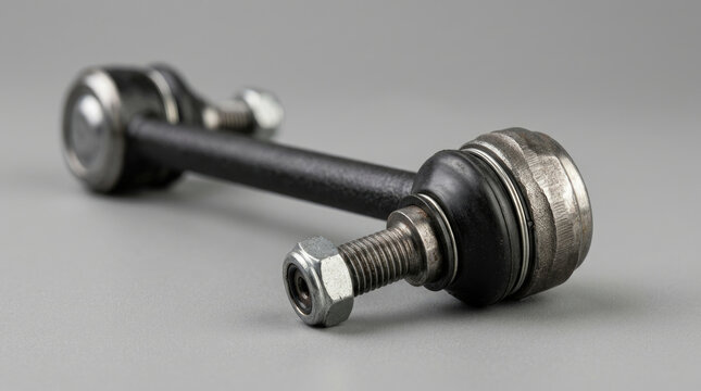 Automotive Tie Rod End and Ball Joint Component on Gray Background