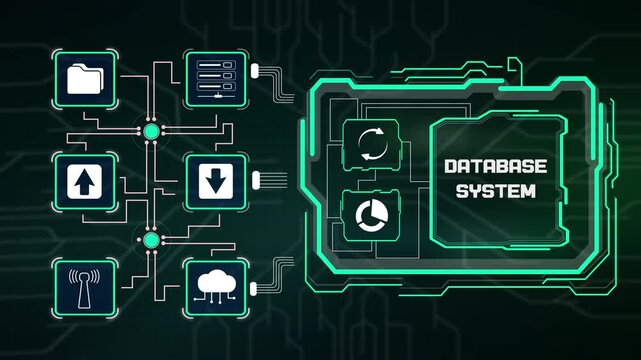 Central database system management interface showing structured storage, automated query indexing and server sync