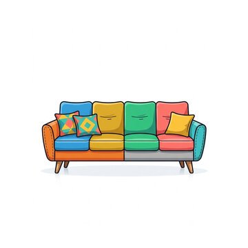 Colourful sofa and pillows