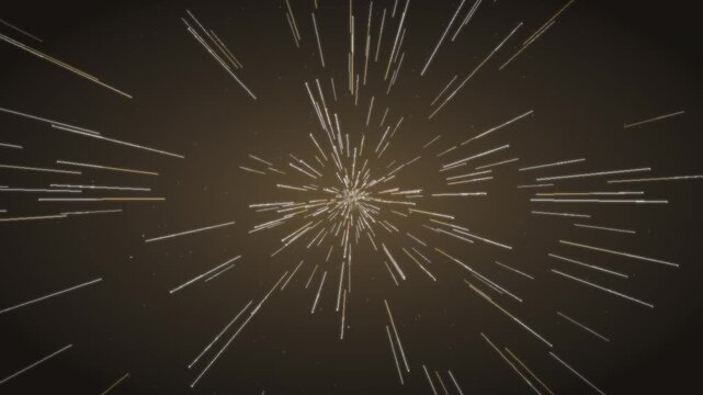 Warp speed hyperspace starfield flight seamless loop in soft gold tones