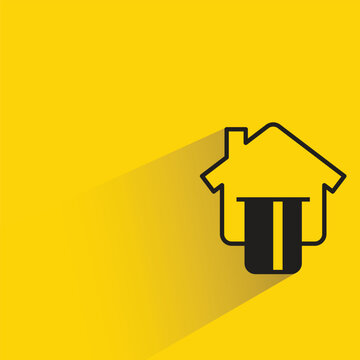 home and credit card insert icon with shadow on yellow background