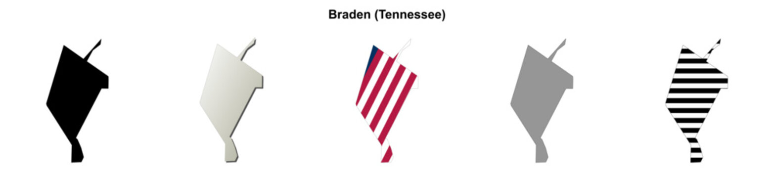 Braden (Tennessee) blank outline map set