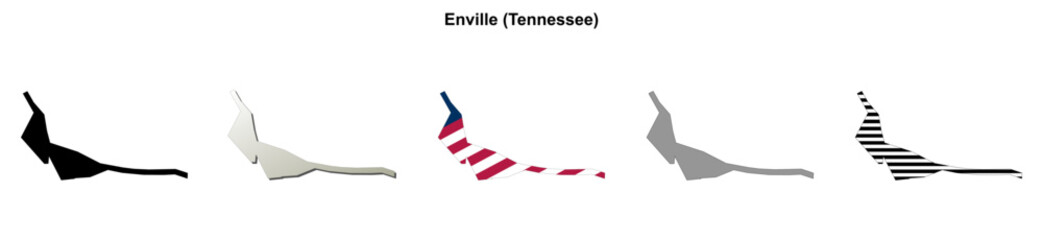 Obraz premium Enville (Tennessee) blank outline map set
