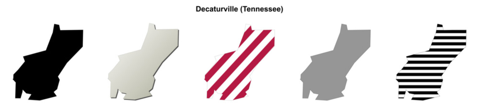 Decaturville (Tennessee) blank outline map set