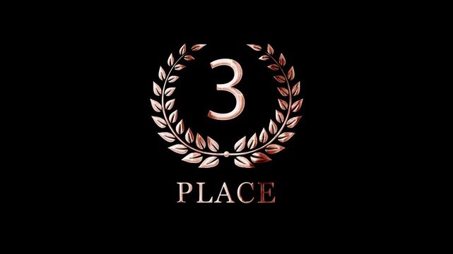 Congratulations banner for winning third place in the competition, laurel wreath, bronze award