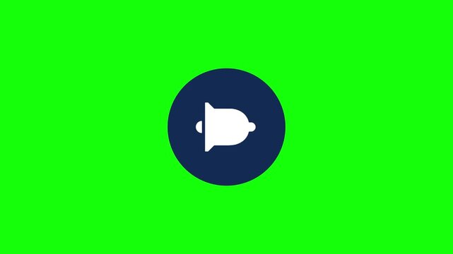 Notification Bell Icon spinning and bobbing on a circular chip, Green Screen Loop Animation