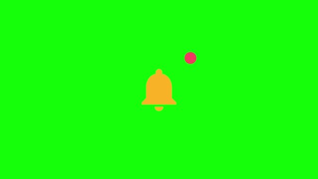 Notification Bell Icon drifting left and right plus an accent dot, Green Screen Loop Animation