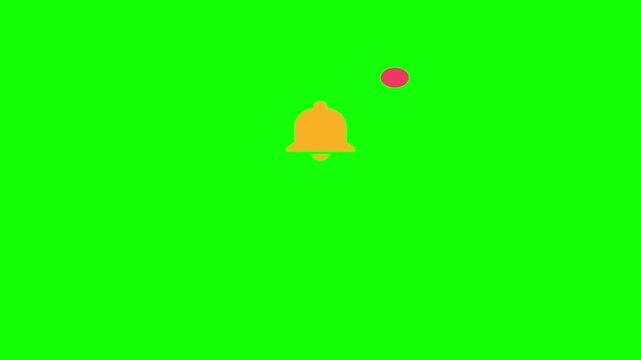 Notification Bell Icon slamming down and bouncing plus an accent dot, Green Screen Loop Animation