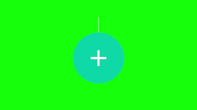 Notification Plus Sign Icon dropping and rising like a yoyo on a circular chip, Green Screen Loop Animation