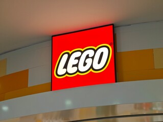 Fototapeta premium Shanghai,China-Dec.6th 2025: LEGO brand logo store sign