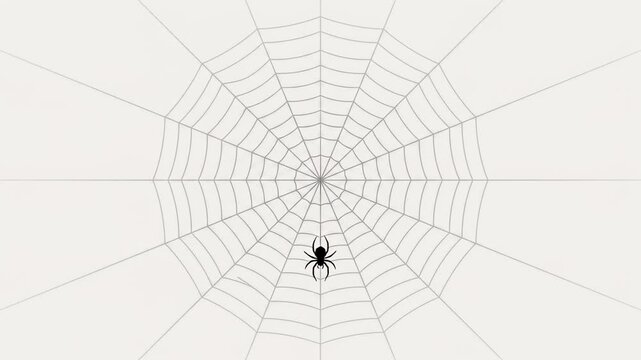 Black spiders hanging on webs seamless pattern background