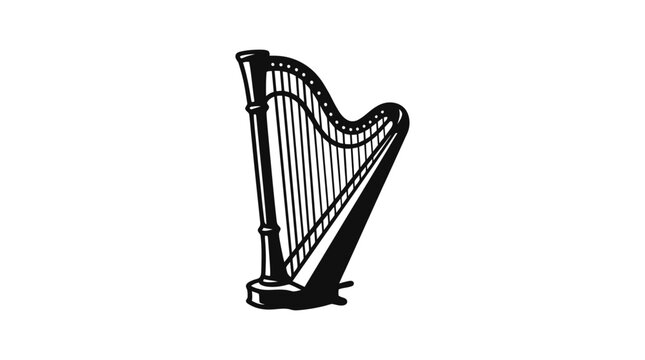 Classical harp musical instrument vector illustration isolated on white background