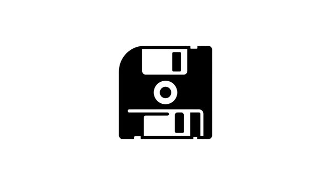 Minimalist black floppy disk icon vector illustration isolated on white background
