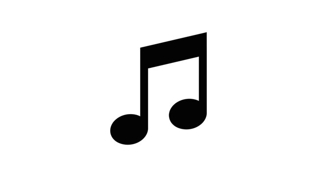 Minimalist black music note icon isolated on white, flat vector beamed eighth note illustration