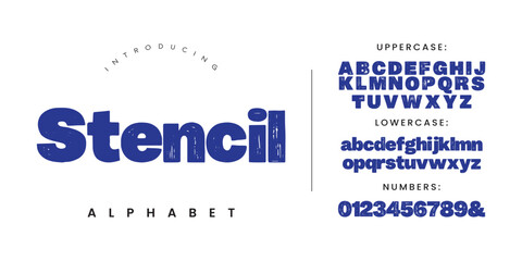 Obraz premium Stencil Bold Industrial Font With Textured Style And Modern Lettering