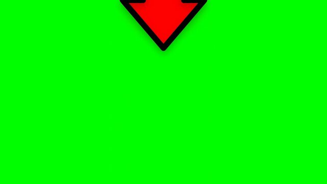 Red Arrow Down Animation on Green Screen Background, Motion Graphics