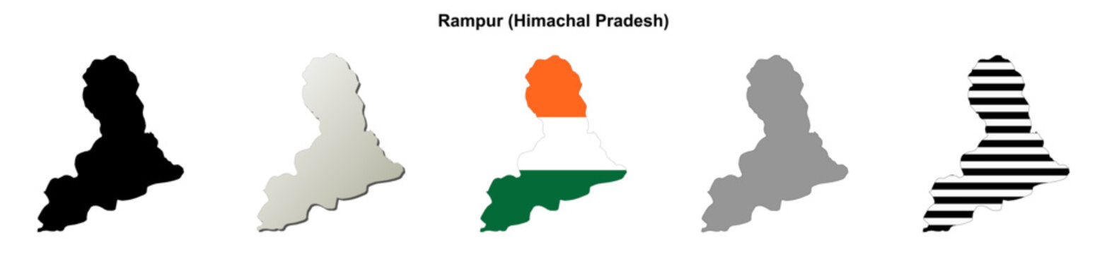 Rampur (Himachal Pradesh) blank outline map set
