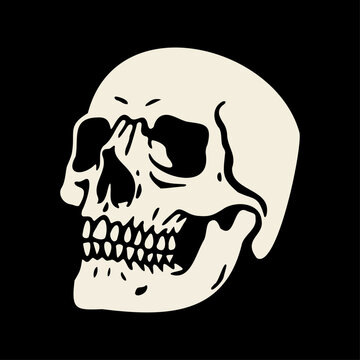 Vintage skull illustration, old school tattoo