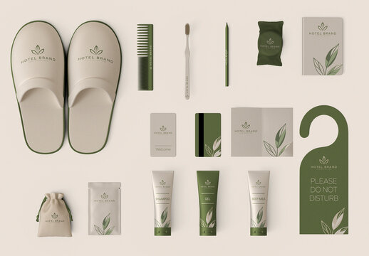 Hotel Branding Identity Amenities PSD Mockup Scene