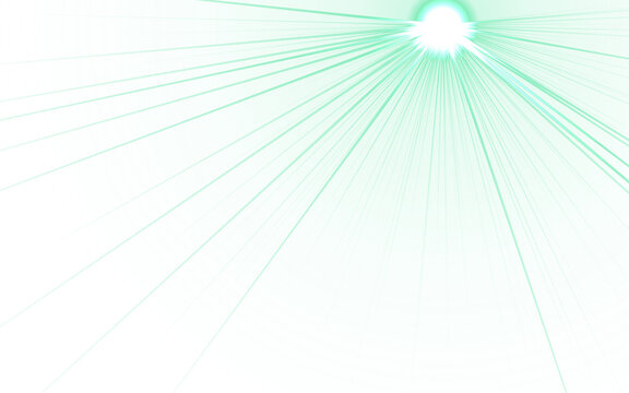 Pale green abstract background, with concentric circular, rings and a, bright starburst light, flare effect