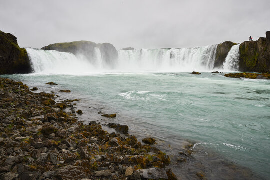 Godafoss Waterfall with Turquoise Water in Iceland