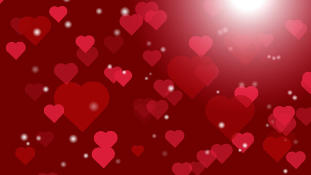 Floating red hearts with soft glow effect for romantic background
