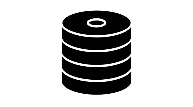 Vector illustration of database icon, server storage symbol on a transparent background