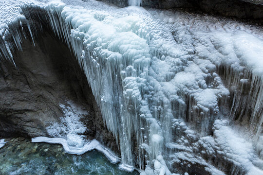Partnachklamm or Partnach gorge in wintertime