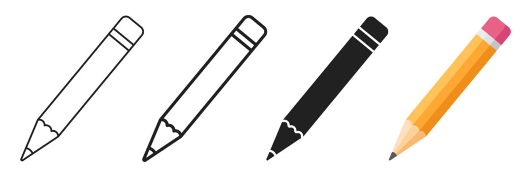 Pencil icon set collection in flat style. Drawing tool vector illustration on isolated background. Stationery sign business concept.