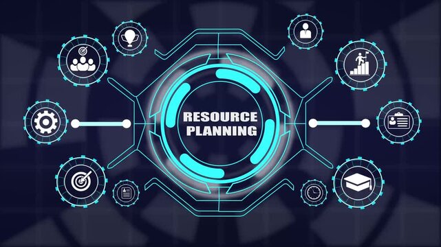 Strategic resource planning system connecting human capital management project organization task workflow and business growth.