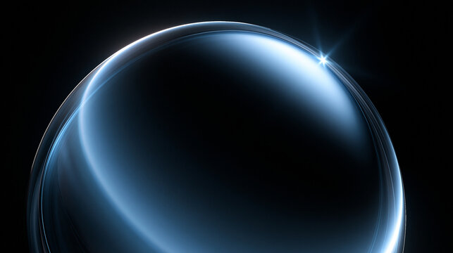 Futuristic Glowing Sphere with Neon Blue Light Arc
