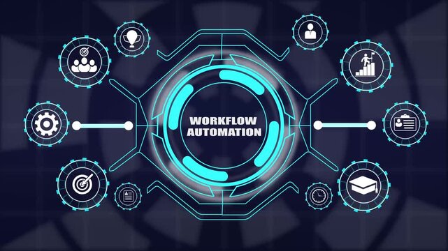 Workflow automation system showcasing digital process optimization task automation business efficiency and productivity.