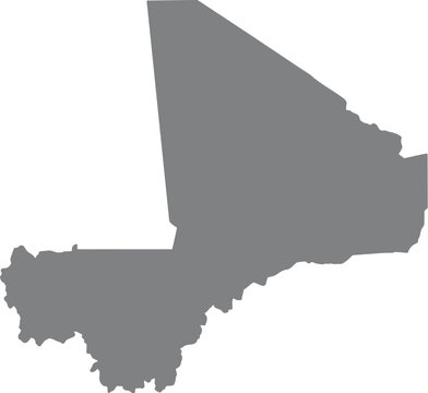 Mali map silhouette, gray country outline vector
