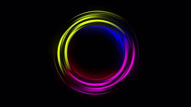 Purple neon glowing ring sphere orb circle shape ,energy field in dark space transparent background in 4k. 