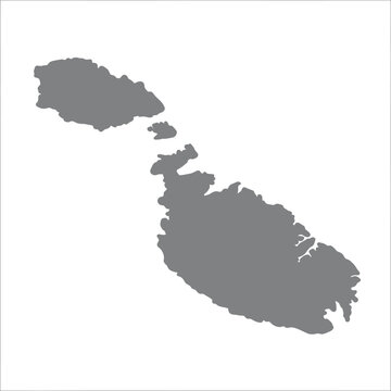 Malta map silhouette, gray island vector, country outline