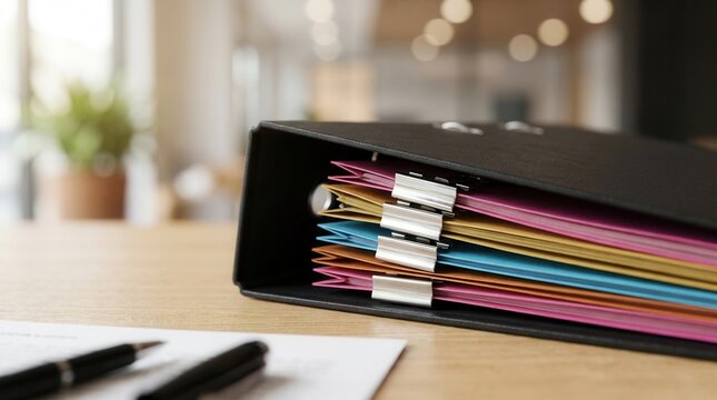 Organized technical documentation manuals in binders with accessible office documents and reports