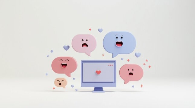 Varios globos de di&aacute;logo flotantes que muestran diferentes expresiones faciales