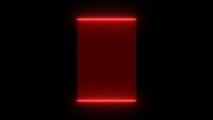 Glowing red neon rectangle frame light border isolated on black background