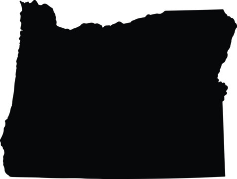 Oregon state map silhouette, black Oregon vector icon