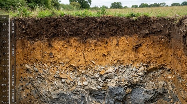 Cross section of earth horizons for agriculture education and environmental science