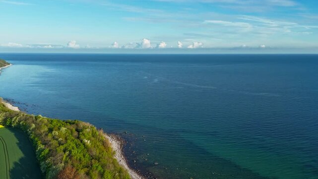 Hyperlapse - Aerial view of scenery over Germany's largest island R&uuml;gen in the Baltic Sea 