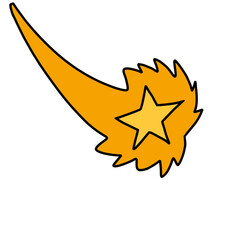 Yellow shooting star cartoon illustration isolated on transparent background © wahyuxaji