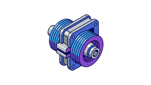 Detailed 3D isometric illustration of mechanical gear component with pulleys