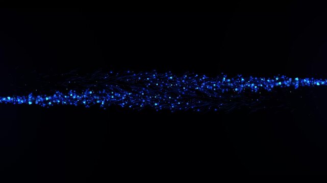 Shining blue particle tail with bright glitter star sweep motion for overlays, magic dust particle trai, glowing glitter line effect on black screen background, 4K resolution