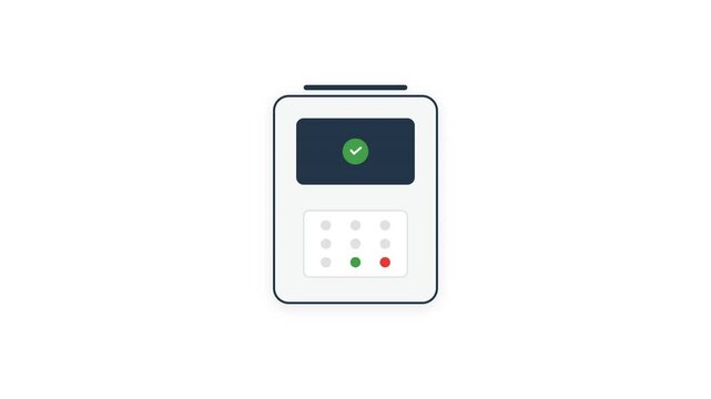 Animated payment in flat motion graphic style. Cashless payment confirmation with NFC, card or E-Wallet