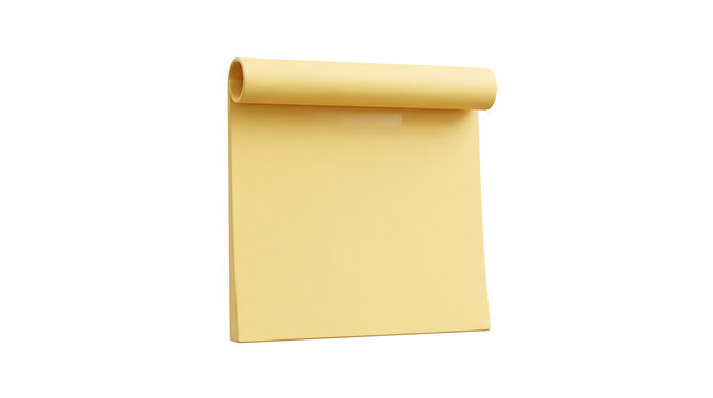 Yellow sticky notepad rolled at the top.